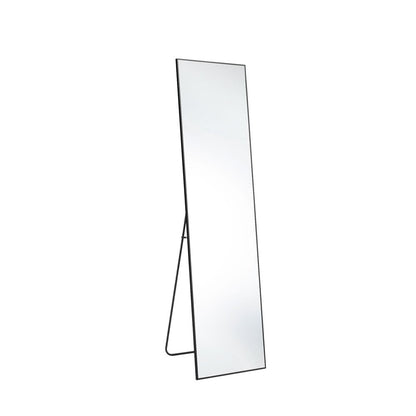 59" Black Aluminum Freestanding Ornate Framed Accent Mirror