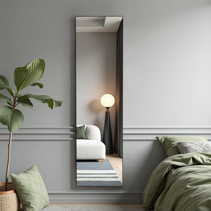 59" Black Aluminum Freestanding Ornate Framed Accent Mirror