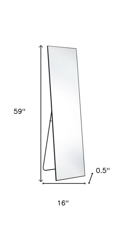 59" Black Aluminum Freestanding Ornate Framed Accent Mirror