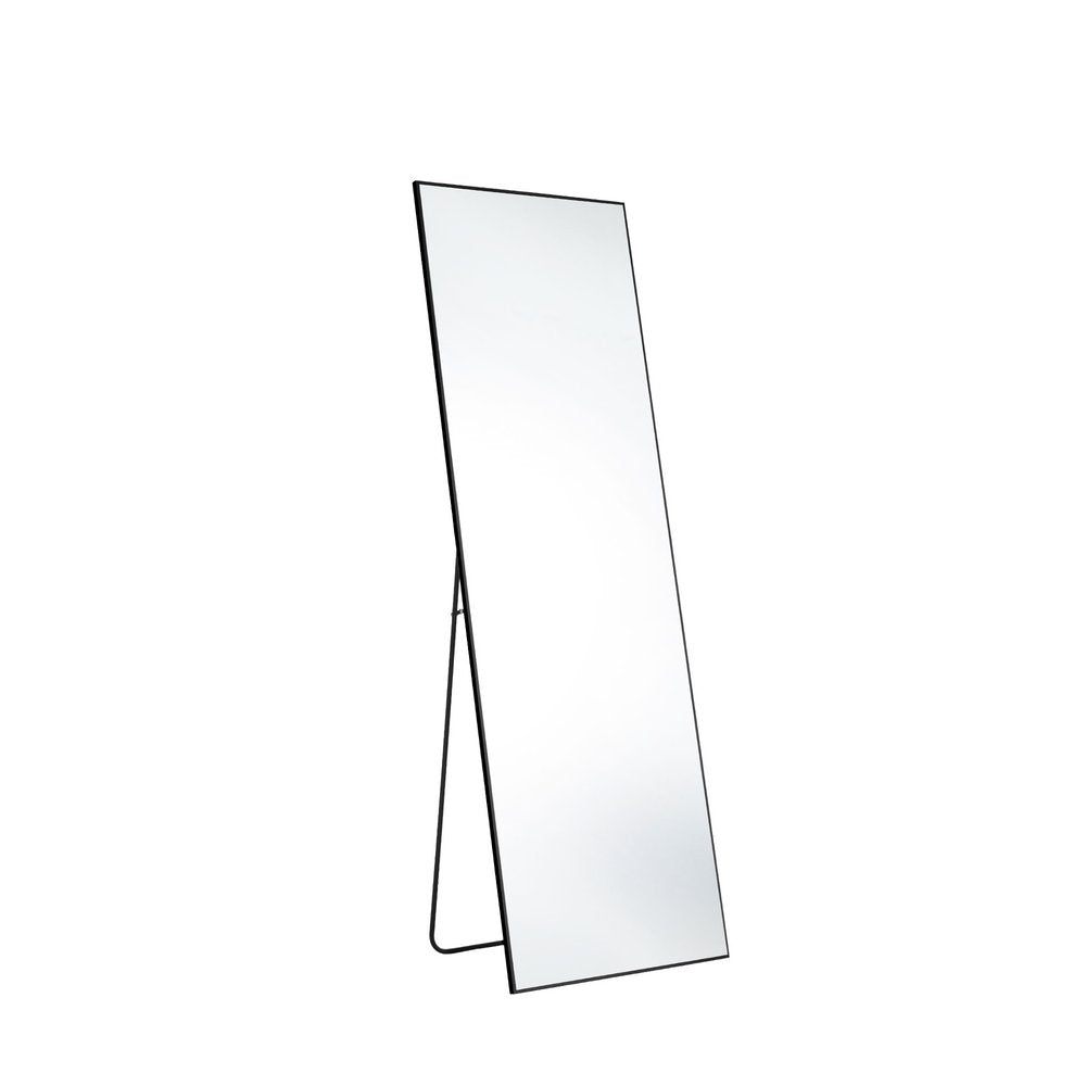 63" Black Aluminum Freestanding Ornate Framed Accent Mirror