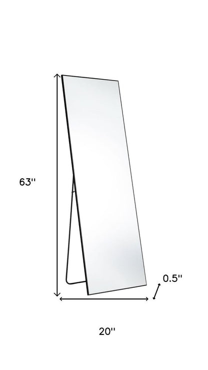 63" Black Aluminum Freestanding Ornate Framed Accent Mirror