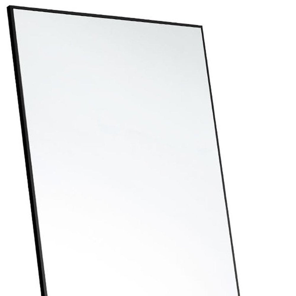 63" Black Aluminum Freestanding Ornate Framed Accent Mirror