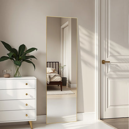 59" Gold Aluminum Freestanding Ornate Framed Accent Mirror