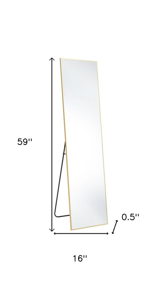 59" Gold Aluminum Freestanding Ornate Framed Accent Mirror