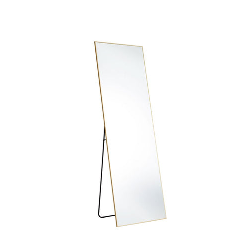 63" Gold Aluminum Freestanding Ornate Framed Accent Mirror