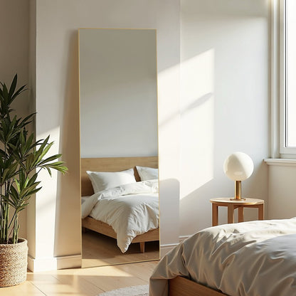 63" Gold Aluminum Freestanding Ornate Framed Accent Mirror