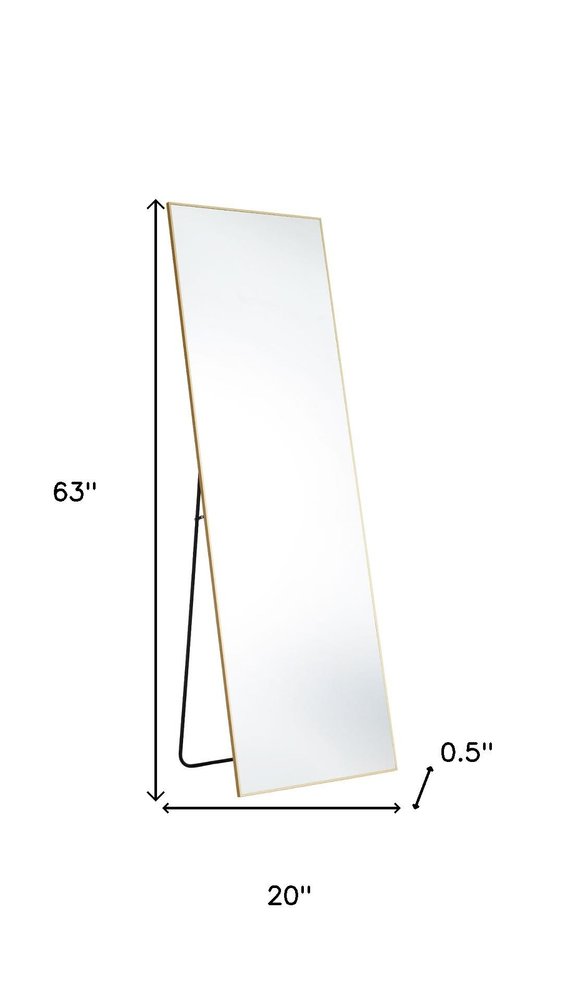 63" Gold Aluminum Freestanding Ornate Framed Accent Mirror